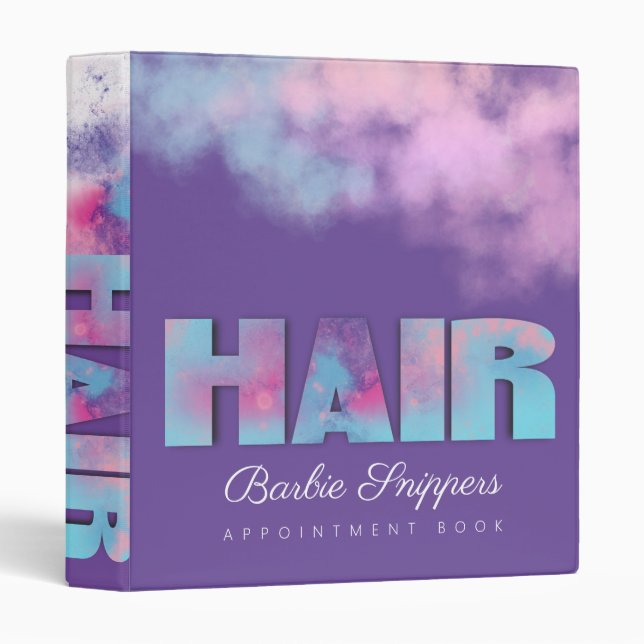 Hair stylist hairdresser salon appointment book 3 ring binder (Front/Spine)