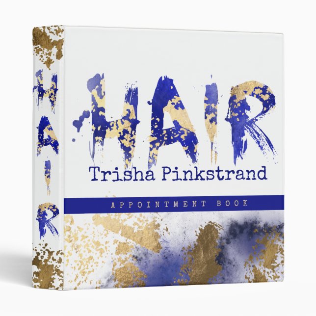 Hair stylist hairdresser salon appointment book 3 ring binder (Front/Spine)