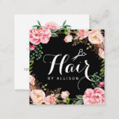 Hair Stylist Hairdresser Scissors Floral Wrapping Square Business Card (Front/Back)