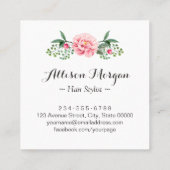 Hair Stylist Hairdresser Scissors Floral Wrapping Square Business Card (Back)