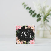 Hair Stylist Hairdresser Scissors Floral Wrapping Square Business Card (Standing Front)