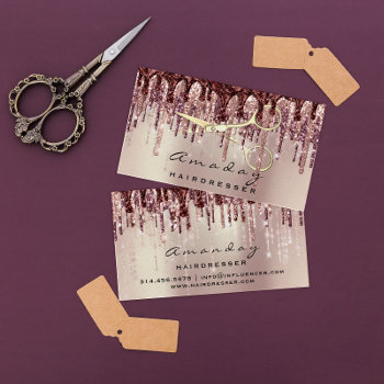 Hair Stylist Hairdresser Scissors Rose Drips Business Card by luxury_luxury at Zazzle
