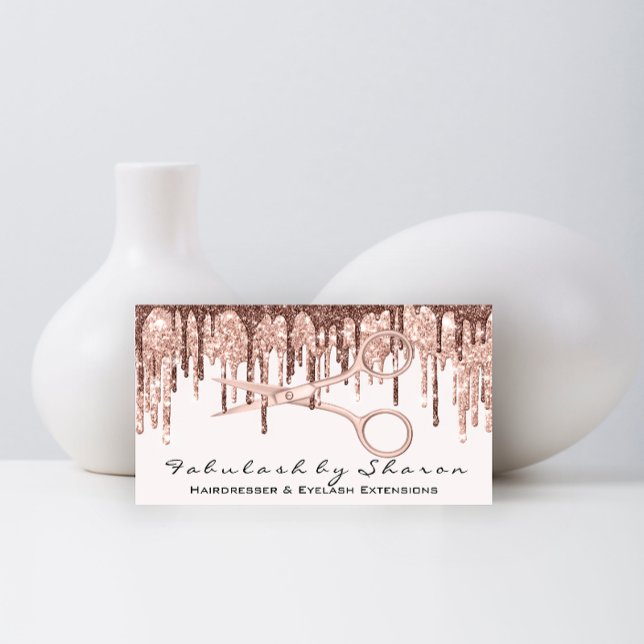 Hair Stylist Hairdresser Scissors Rose Drips White Business Card (Hair Stylist Hairdresser Scissors Rose Drips White Business Card)