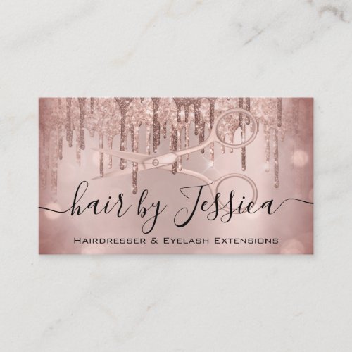 Hair Stylist Hairdresser Scissors Rose Pink Smoky Business Card