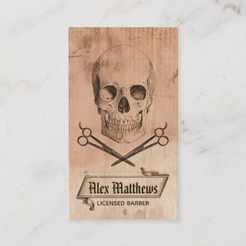 hair stylist hairstylist barber skull punk vintage business card