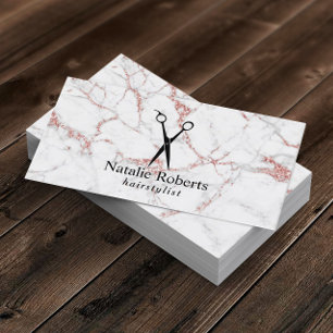 Hair Stylist Hairstylist Rose Gold Marble Salon Business Card