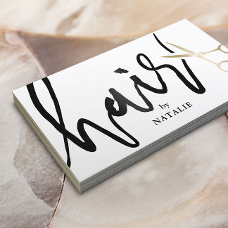 Hair Stylist Handwritten Script Minimalist Salon Business Card