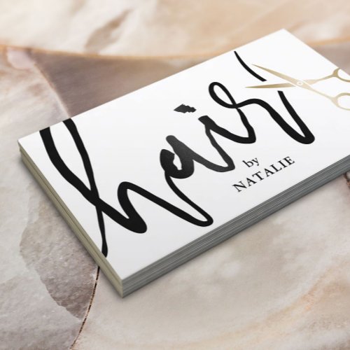 Hair Stylist Handwritten Script Minimalist Salon Business Card