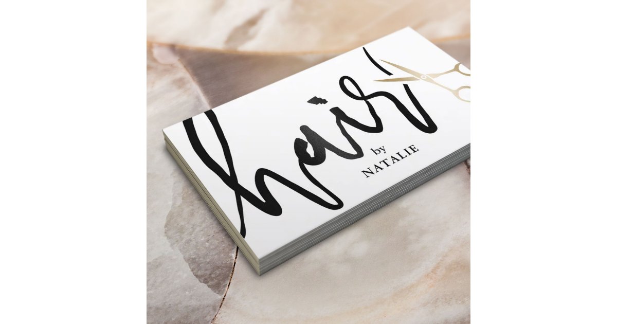 Hair Stylist Handwritten Script Minimalist Salon Business Card