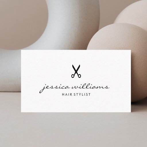 Customizable Hair Stylist Handwritten Simple Black And White Business Card