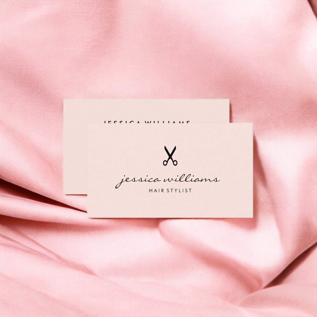 Hair Stylist Handwritten Simple Blush Pink Business Card (Creator Uploaded)