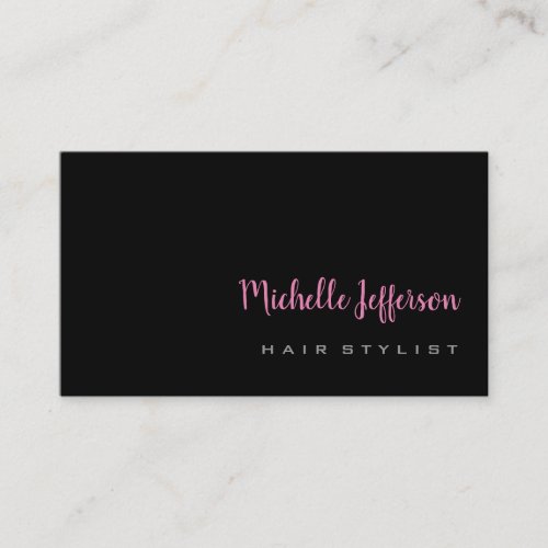 Hair Stylist Handwtitten Script Grey Pink Trendy Business Card