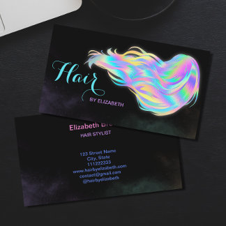 Hair Stylist Holographic Glitter Glow Beauty Salon Business Card