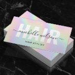 Hair Stylist Holographic Script Typography Salon  Business Card at Zazzle