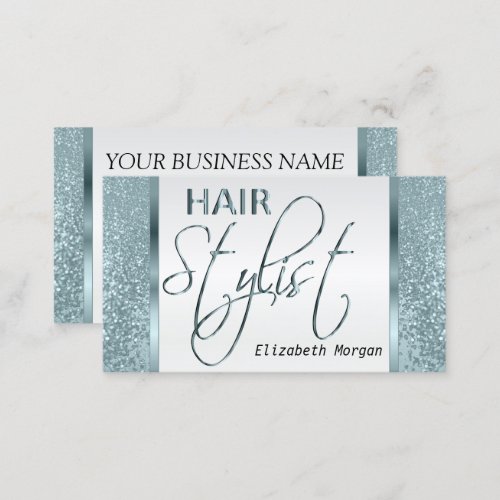 Hair Stylist in a Blue Glitter  Business Card