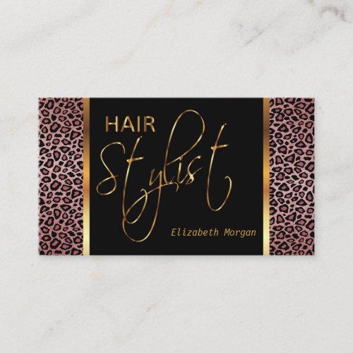 Hair Stylist in a Dusty Rose Leopard Print Business Card
