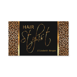 Hair Stylist in a Golden Brown Leopard Print Business Card