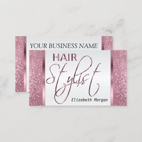 Hair Stylist in a Pink Glitter Business Card