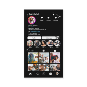 Hair Stylist Instagram Black | Scan to Connect QR  Business Card
