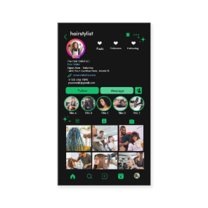 Hair Stylist Instagram Green | Scan to Connect QR Business Card