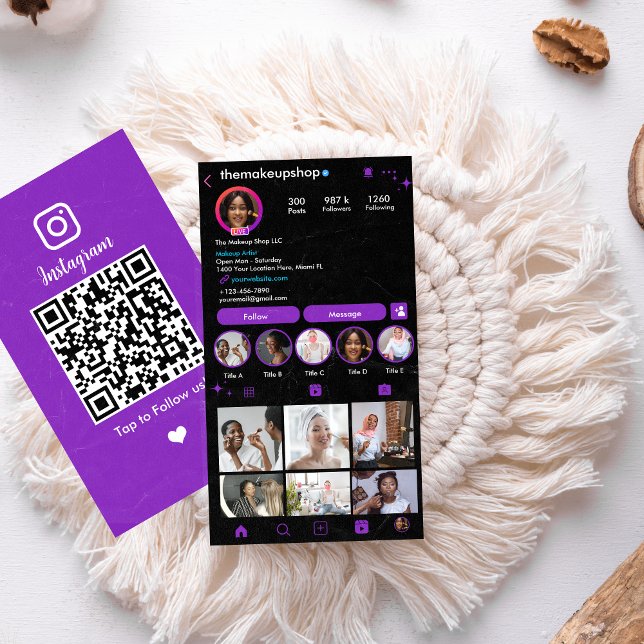 Hair Stylist Instagram Purple  | Social Media  Business Card (Creator Uploaded)