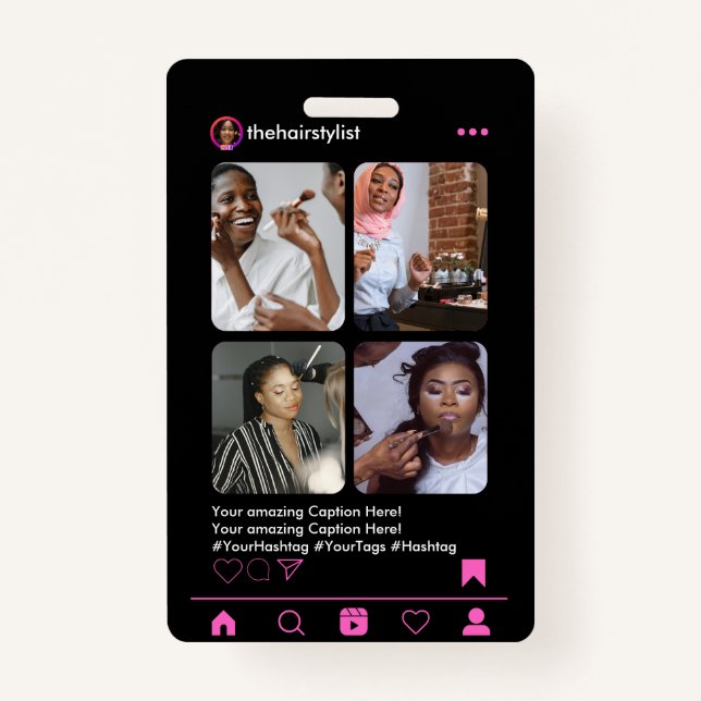 Hair Stylist Instagram QR CODE Badge (Front)