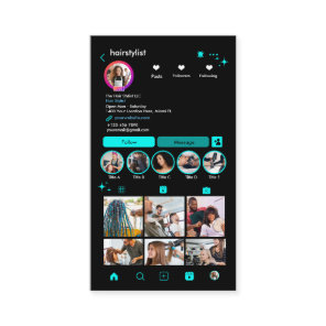 Hair Stylist Instagram Turquoise Scan to Connect Business Card