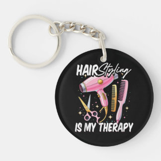 Hair stylist Is My Therapy Keychain