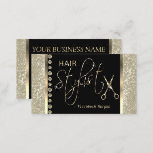 Hair Stylist - Ivory Glitter and  Diamonds Business Card