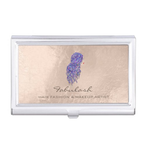 Hair Stylist Lash Makeup Ivory Violet Microblading Business Card Case