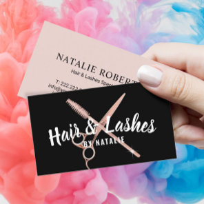 Hair Stylist Lashes Beauty Salon Blush Rose Gold Business Card