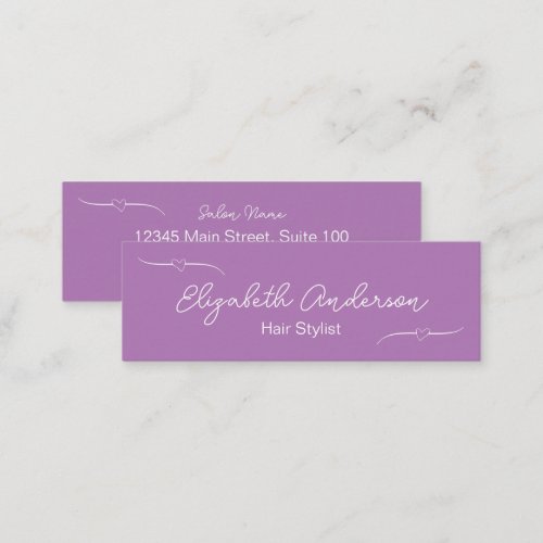 Hair Stylist Lavender and White Handwritten Script Calling Card
