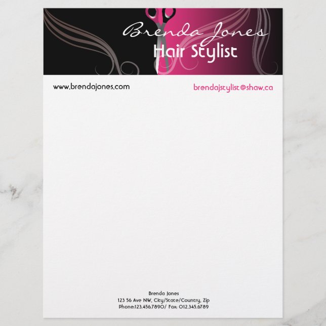 hair stylist letter head letterhead (Front)