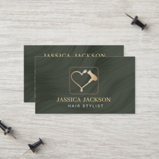 Hair Stylist Logo Green Beauty Salon Calling Card