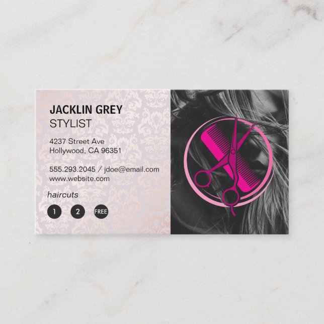 Hair Stylist Logo Woman Model Loyalty Card (Front)
