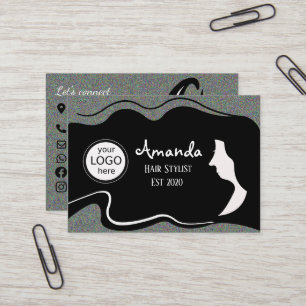 Hair Stylist Long Black Hair Business Card