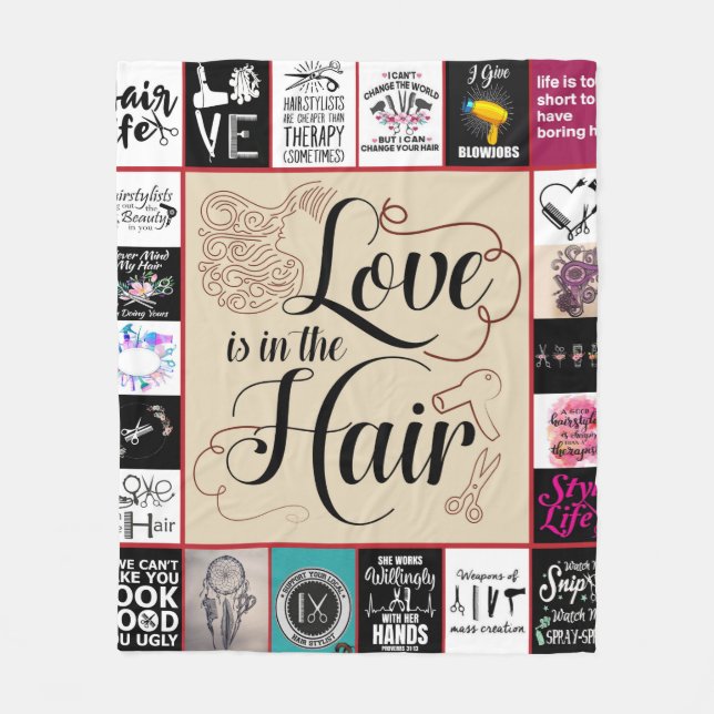 Hair Stylist - love is in the hair Hairdresser Cut Fleece Blanket (Front)