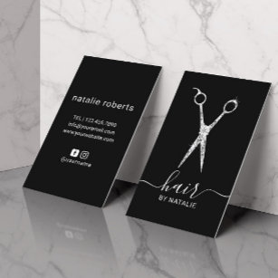 Hair Stylist Luxury Diamond Scissor Beauty Salon Business Card