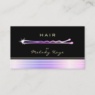 Hair Stylist Luxury Iridescent Gold Hairpin Business Card