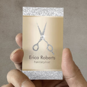 Hair Stylist Luxury Silver Glitter Appointment Card