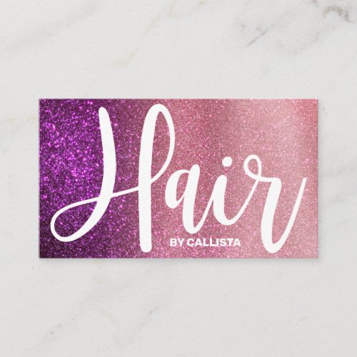 Hair Stylist Magenta Pink Triple Glitter Ombre Business Card