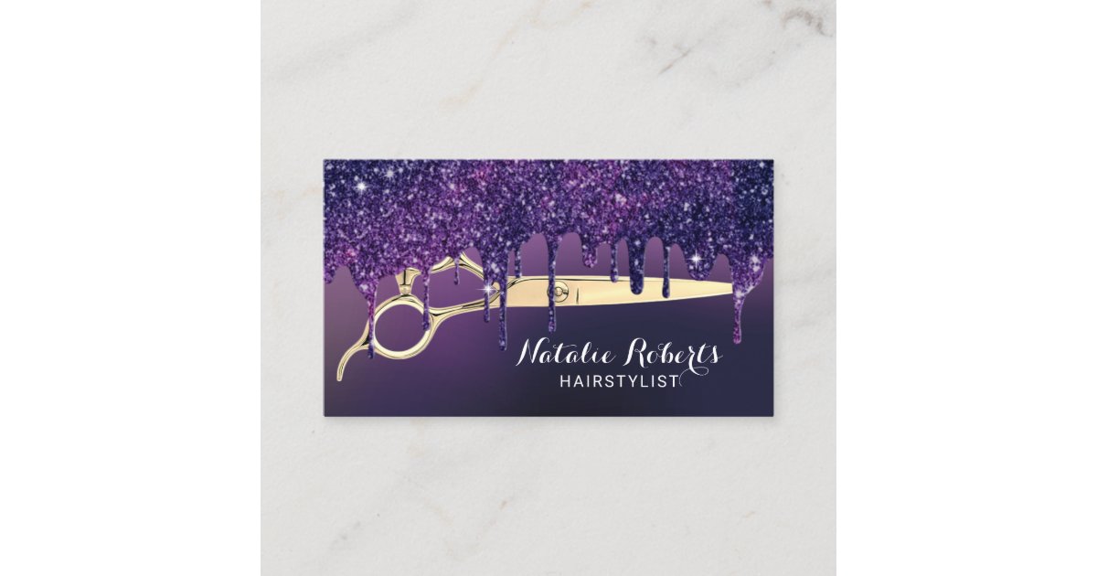 Hair Stylist Magic Purple Drips Beauty Salon Business Card  Zazzle