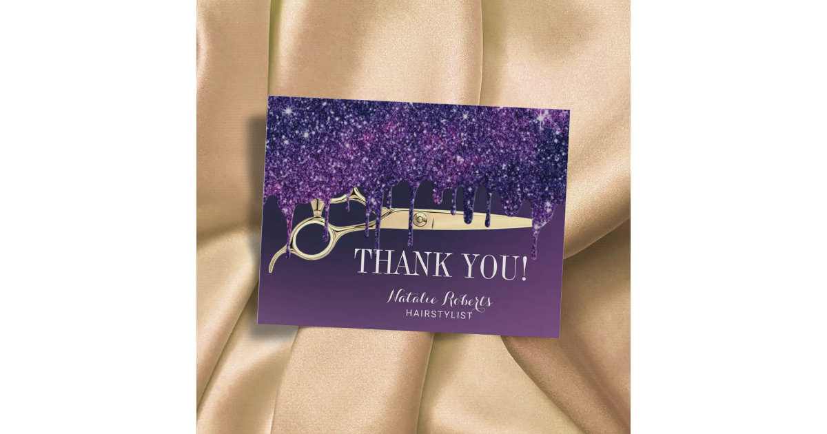 Hair Stylist Magic Purple Drips Salon Thank You Postcard  Zazzle