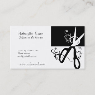 Hair Stylist Magic Swirls Black White Scissor Appointment Card