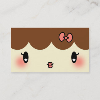 hair stylist makeup artist adorable cartoon girl business card