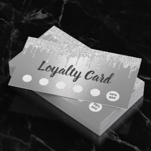 Hair Stylist Makeup Artist Silver Drips Loyalty Card