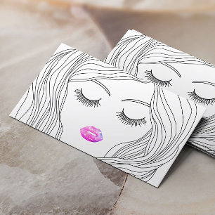 Hair Stylist Makeup Artist Stylish Hand Drawn Girl Business Card