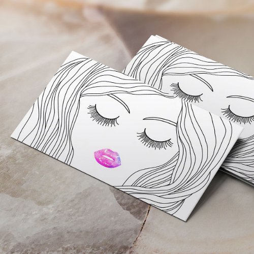 Hair Stylist Makeup Artist Stylish Hand Drawn Girl Business Card