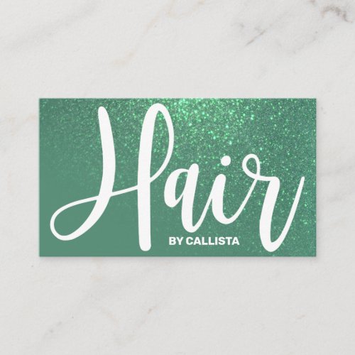 Hair Stylist Mermaid Teal Glitter Typography Business Card