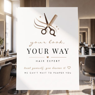 Hair Stylist Minimal White Scissors Editable Foam Board
